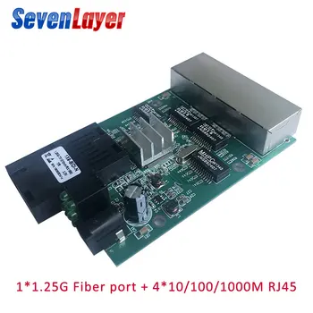 10/100/1000M 4 RJ45 1 SC Fast Ethernet switch Converter Ethernet Fiber Optical Media Converter fiber Port PCBA 1.25G
10/100/1000M 4 RJ45 1 SC Fast Ethernet switch Converter Ethernet Fiber Optical Media Converter fiber Port PCBA 1.25G