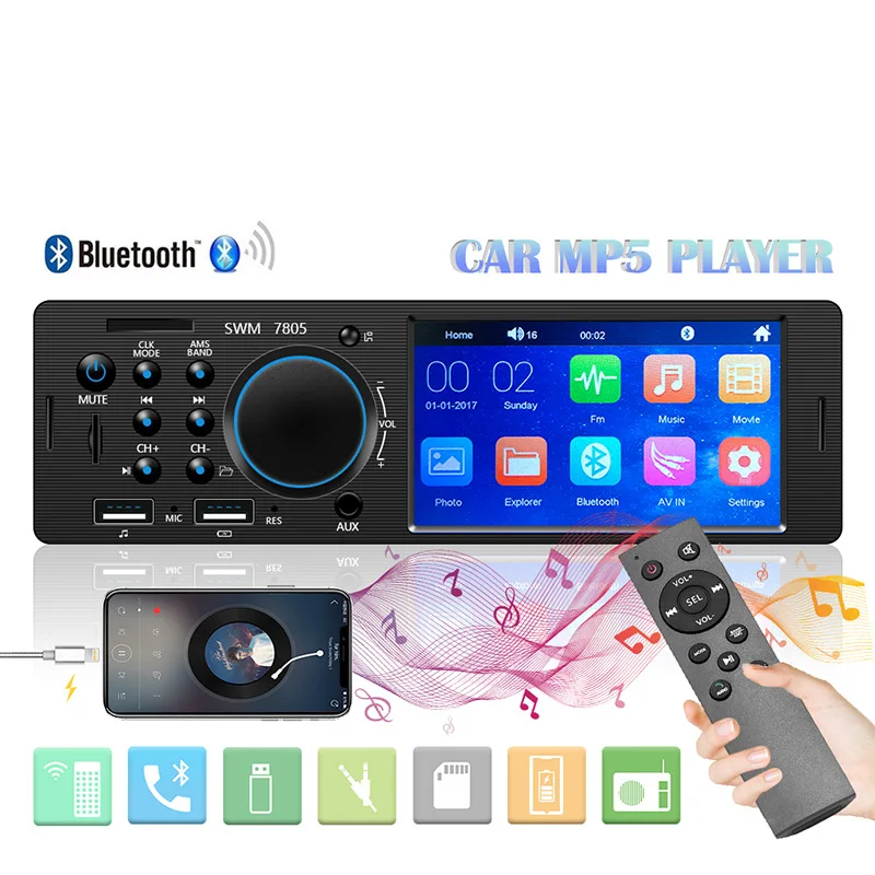 4.1'' Autoradio HD 1 Din Car Multimedia Player MP5 Car Radio Bluetooth Hand-free Rear View Camera input function
4.1'' Autoradio HD 1 Din Car Multimedia Player MP5 Car Radio Bluetooth Hand-free Rear View Camera input function