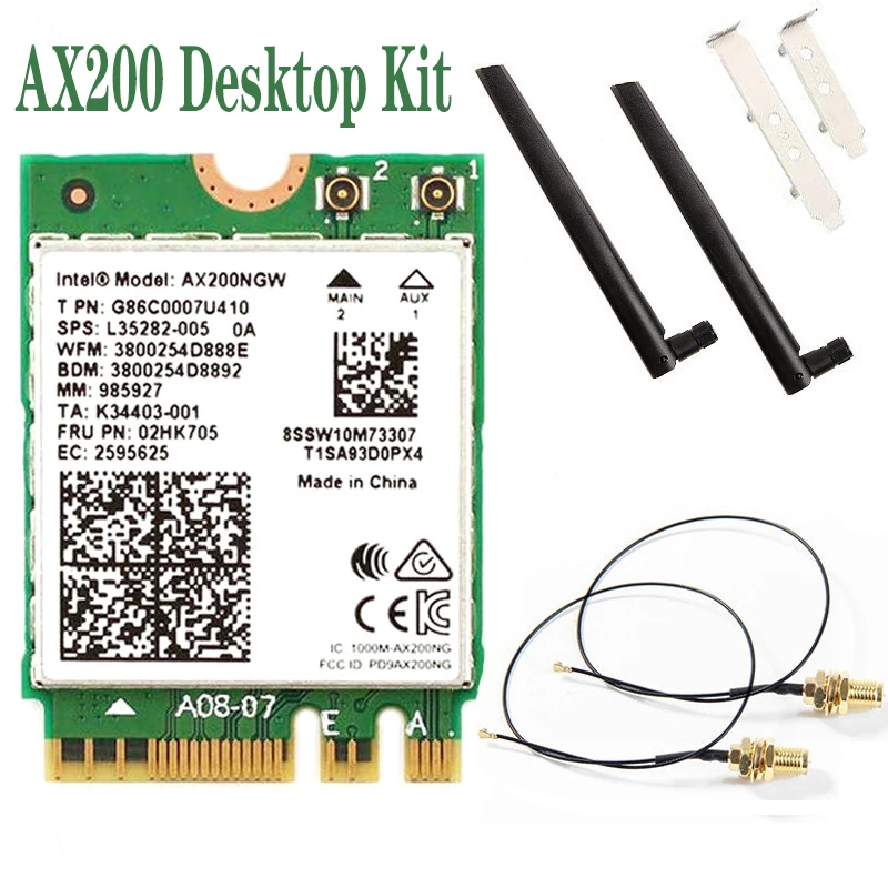 2974Mbps Wi-Fi 6 Wireless Wifi Adapter For Intel AX200 Bluetooth 5.1 Dual Band 2.4G/5Ghz MU-MIMO AX200NGW Wifi Card For Desktop
2974Mbps Wi-Fi 6 Wireless Wifi Adapter For Intel AX200 Bluetooth 5.1 Dual Band 2.4G/5Ghz MU-MIMO AX200NGW Wifi Card For Desktop