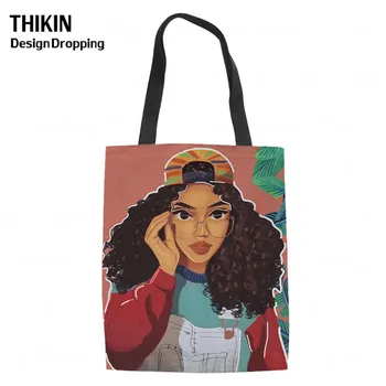 THIKIN Women Canvas Tote Bag Art African Black Girl Printed Ladies Capacity Shopper Bags Female Foldable Shopping Bag Bolsa 2019
THIKIN Women Canvas Tote Bag Art African Black Girl Printed Ladies Capacity Shopper Bags Female Foldable Shopping Bag Bolsa 2019