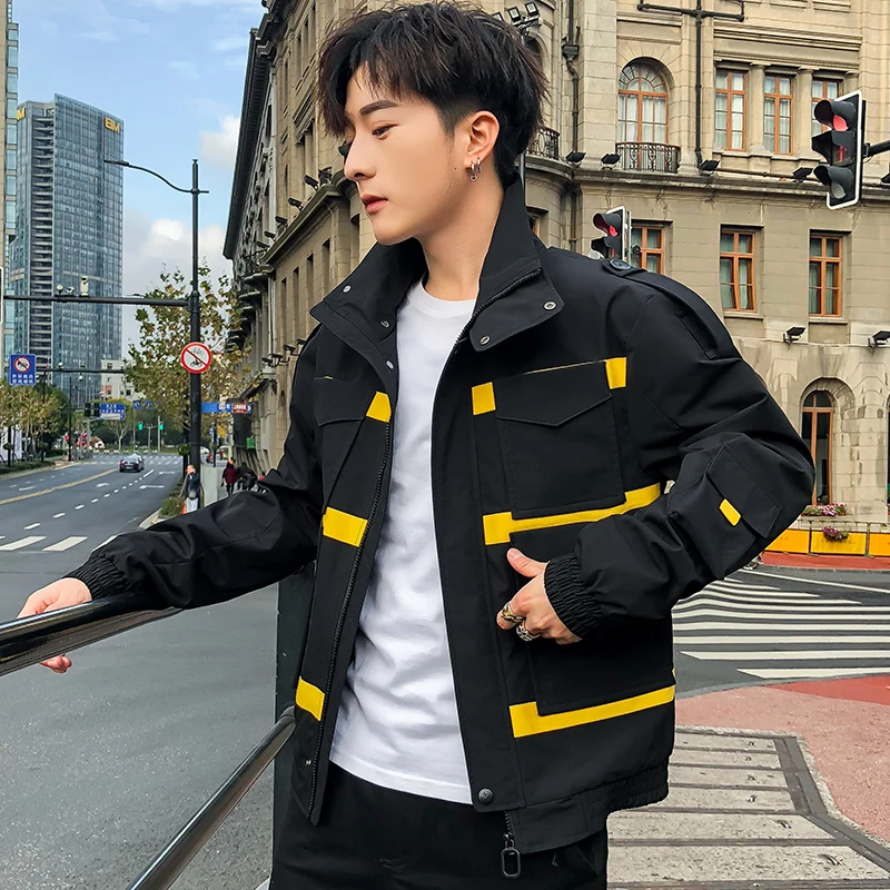 2020 autumn Jacket Main Push Lapel Printing Work Clothes Thin Loose Coat Male windbreaker Japan Style Striped Yellow
2020 autumn Jacket Main Push Lapel Printing Work Clothes Thin Loose Coat Male windbreaker Japan Style Striped Yellow