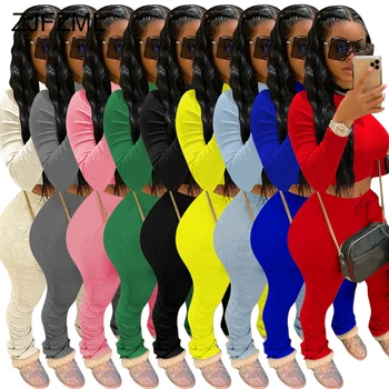 2020 Spring Autumn Two Piece Set Women High Necked Long Sleeve Crop Top+Drawstring Ruched Jogger Casual Sport Plus Size Outfit
2020 Spring Autumn Two Piece Set Women High Necked Long Sleeve Crop Top+Drawstring Ruched Jogger Casual Sport Plus Size Outfit