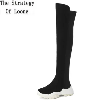 Spring Autumn Slim Women Nubuck Platform Platform Long Stretch Boots Winter Lady Slip-On Over-the-Knee Sneakers Boots 191118
Spring Autumn Slim Women Nubuck Platform Platform Long Stretch Boots Winter Lady Slip-On Over-the-Knee Sneakers Boots 191118