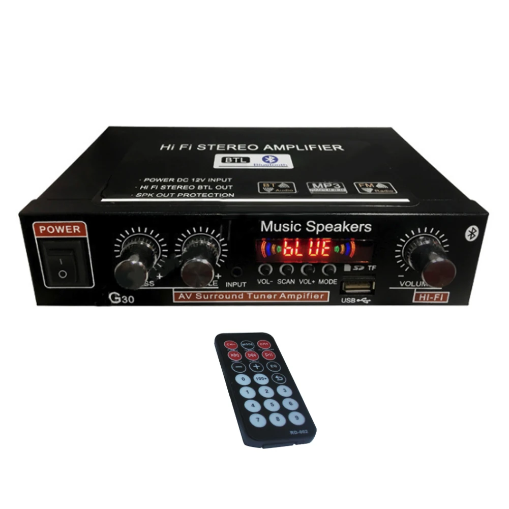 12V Car Amplifier Hi-Fi 2.0 Channel Auto Audio Digital Bluetooth Amplifiers Support FM TF Card U Disk Remote Car Home
12V Car Amplifier Hi-Fi 2.0 Channel Auto Audio Digital Bluetooth Amplifiers Support FM TF Card U Disk Remote Car Home