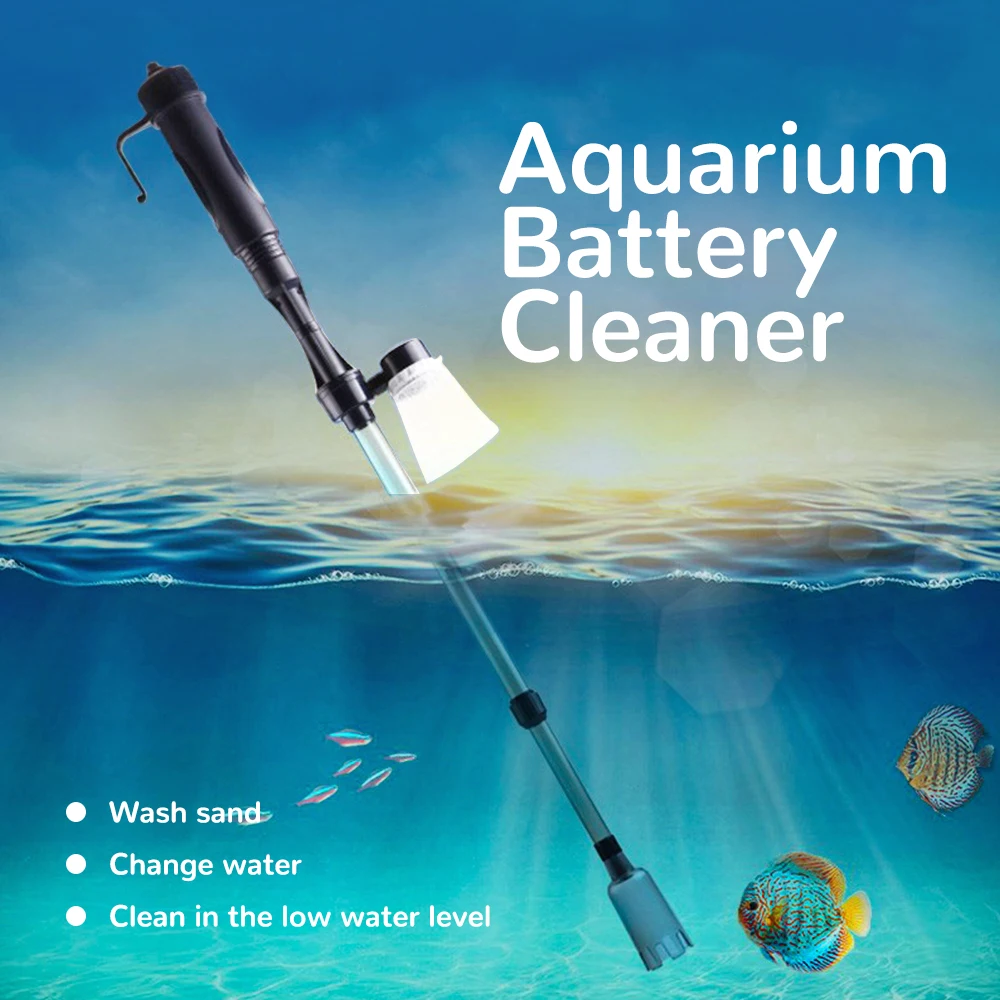 Aquarium Battery Syphon Operated Fish Tank Vacuum Cleaner Water Filter Clean Siphon Tools | Дом и сад