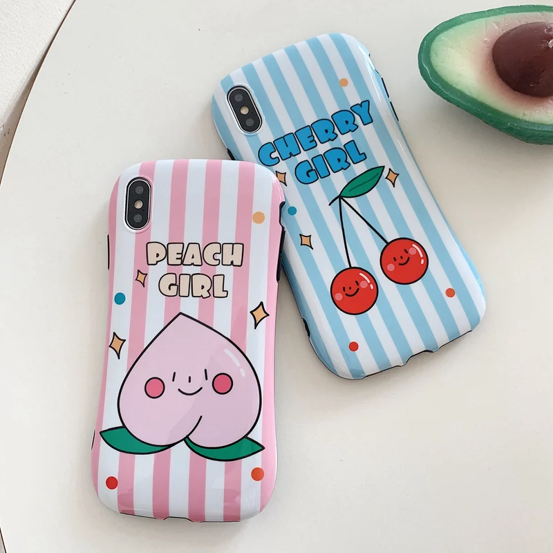 Cute Striped Fruit Peach Cherry Case For iPhone 11 Pro Max 6 6S 7 8 Plus Anti Knock Soft Phone Cover for iPhone XR Xs Max X
Cute Striped Fruit Peach Cherry Case For iPhone 11 Pro Max 6 6S 7 8 Plus Anti Knock Soft Phone Cover for iPhone XR Xs Max X
