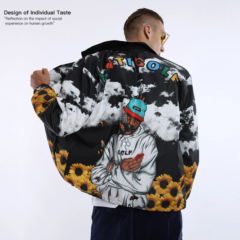 2019 Tide Brand Taylor Rap Print Jacket Pattern Stand Collar Men Jacket Europe and America Streetwear Hip Hop Loose Coat
2019 Tide Brand Taylor Rap Print Jacket Pattern Stand Collar Men Jacket Europe and America Streetwear Hip Hop Loose Coat