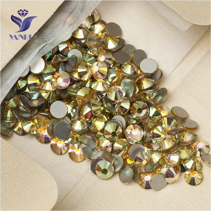 

YANRUO 2058NoHF All Sizes Jonquil AB Crystal Glass Rhinestones Flatback Non Hotfix Strass Stones Nail Art Decorations