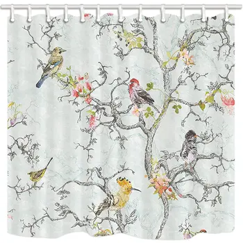 Asian Floral Style Shower Curtain, Spring All Kinds of Birds and Flower On Wooden Tree Branch, Farmhouse Bathroom Polyester
Asian Floral Style Shower Curtain, Spring All Kinds of Birds and Flower On Wooden Tree Branch, Farmhouse Bathroom Polyester