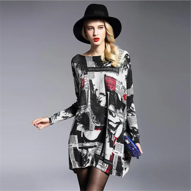 Fashion Oversize Sweater Women Batwing Sleeve Patchwork Print Slash Neck Pullovers Knitted Women Sweaters Pullover white gray
Fashion Oversize Sweater Women Batwing Sleeve Patchwork Print Slash Neck Pullovers Knitted Women Sweaters Pullover white gray