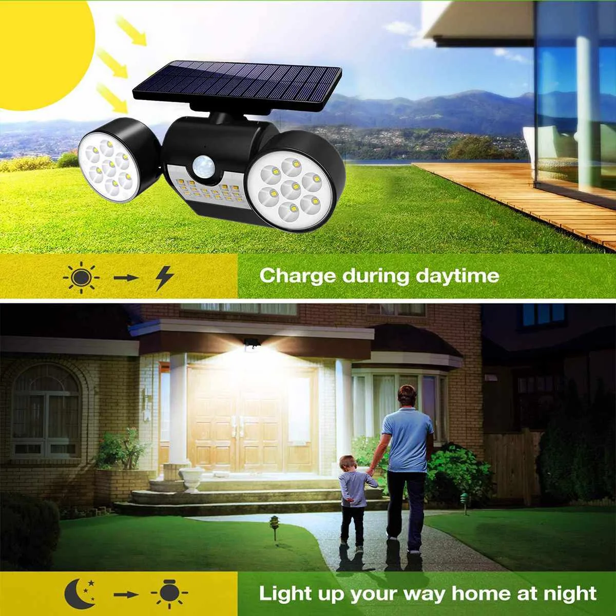 New waterproof and durable solar energy rotatable energy-saving double-head solar light
New waterproof and durable solar energy rotatable energy-saving double-head solar light