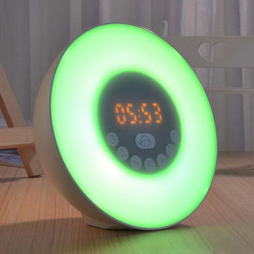 With Night Lamp Sleep Sunrise Simulation Desktop Multifunction Alarm Clock Bedside FM Raido Table Mood Touch Control Colorful
With Night Lamp Sleep Sunrise Simulation Desktop Multifunction Alarm Clock Bedside FM Raido Table Mood Touch Control Colorful