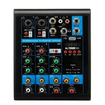 4 Channels Audio Mixer USB bluetooth MP3 Live Studio DJ Sound Mixing Console Karaoke Computer Phantom Power 48V For KTV Meeting
4 Channels Audio Mixer USB bluetooth MP3 Live Studio DJ Sound Mixing Console Karaoke Computer Phantom Power 48V For KTV Meeting