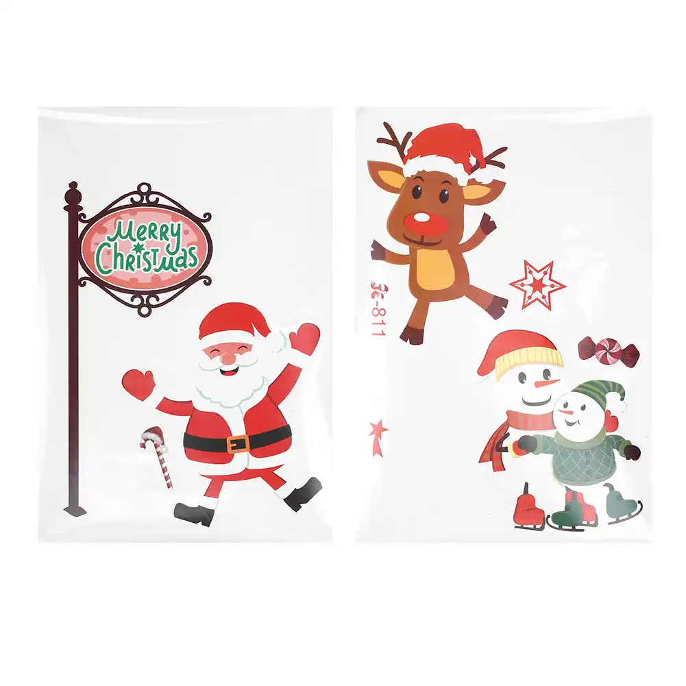 2pcs pvc christmas removable decorative window sticker wall