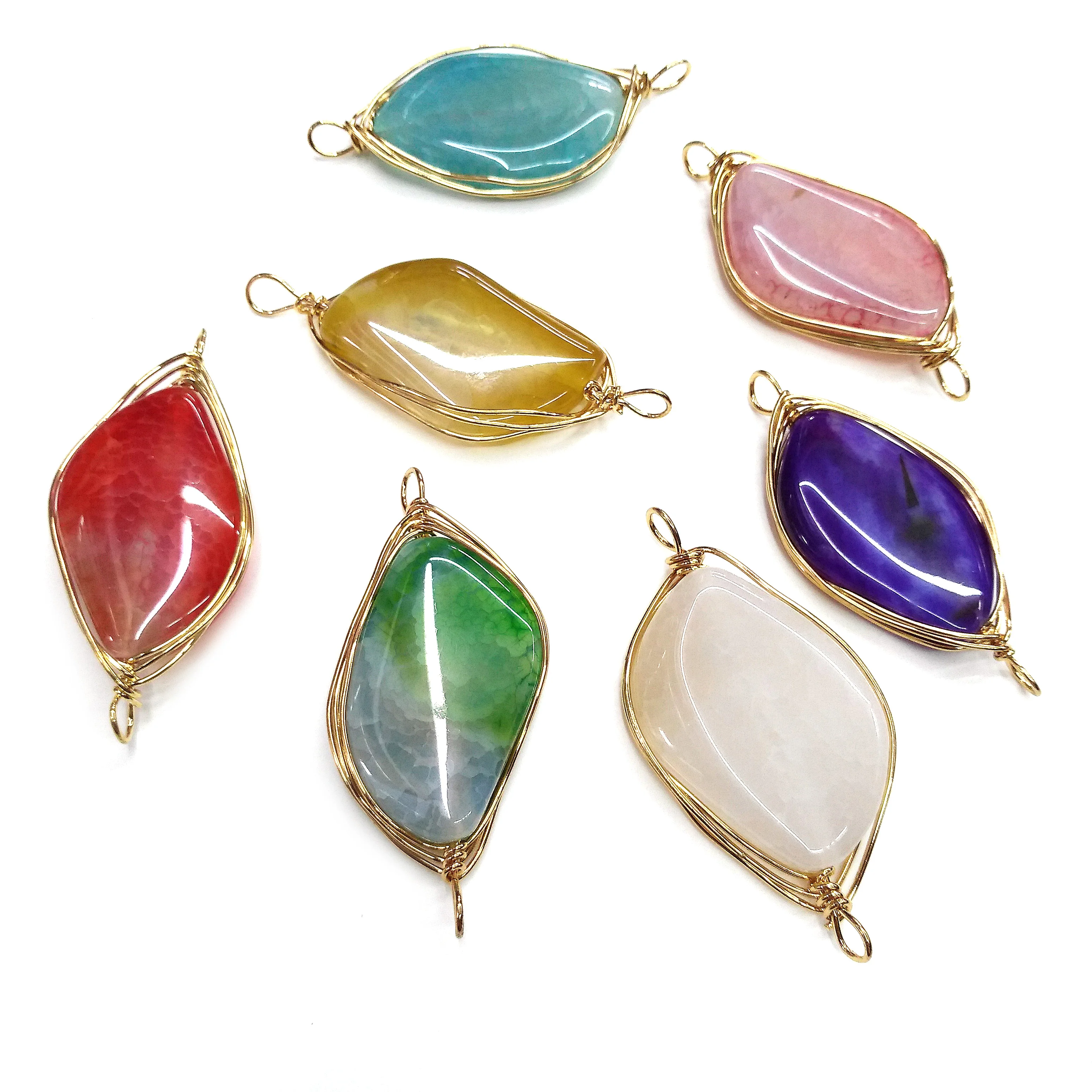 random color Natural Stone Agates Pendant Double hole connector Pendants for Jewelry Making DIY Necklace Accessories Size52x55mm
random color Natural Stone Agates Pendant Double hole connector Pendants for Jewelry Making DIY Necklace Accessories Size52x55mm