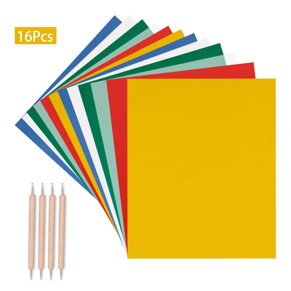 16pcs DIY Embossing Stylus Transfer Pattern Home Sewing Paint Kit Soluble Colorful Transfer Paper and Drawing Tracing Paper
16pcs DIY Embossing Stylus Transfer Pattern Home Sewing Paint Kit Soluble Colorful Transfer Paper and Drawing Tracing Paper