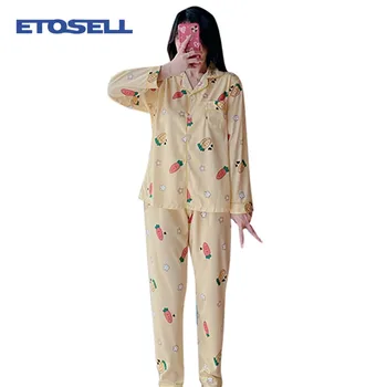 Women Pajamas Pyjamas Set Sleepwear ladies Long Sleeve nightwear Cute Top and Long Pants Pijama suit
Women Pajamas Pyjamas Set Sleepwear ladies Long Sleeve nightwear Cute Top and Long Pants Pijama suit
