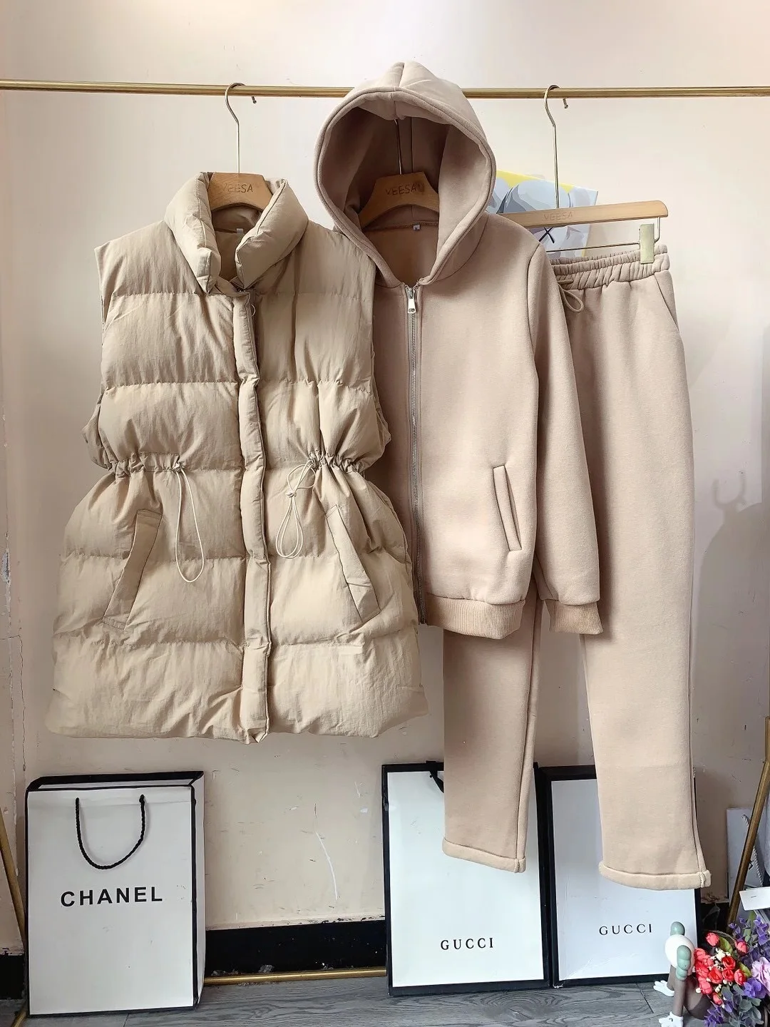 Amolapha 2021 зимний теплый жилет пальто + флисовая куртка с капюшоном на молнии брюки