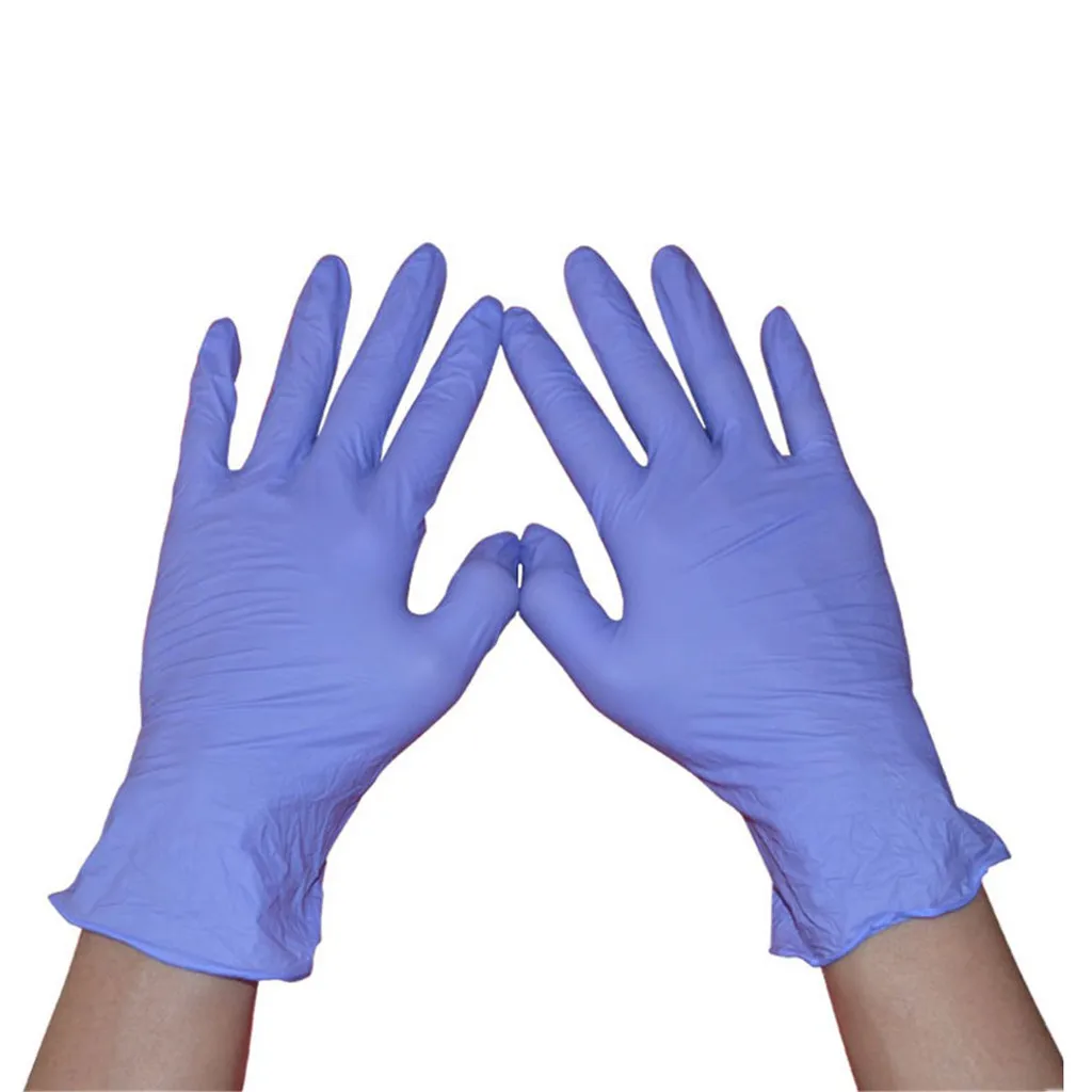 Purple latex gloves