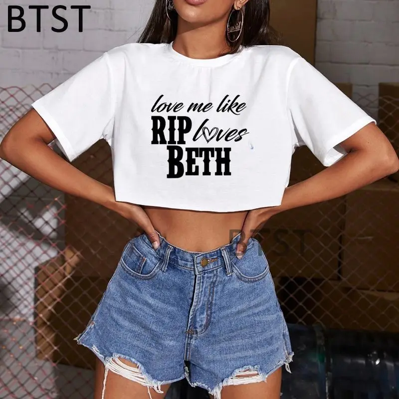 Женские готические кроп-топы Love Me Like Rip Loves Beth Забавные футболки уличная одежда