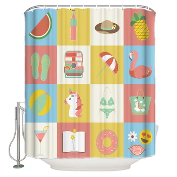 Summer Cartoon Pattern Flamingo Square Lattice Bathroom Shower Curtain Home Decoration Bathroom Accessories Shower Curtain
Summer Cartoon Pattern Flamingo Square Lattice Bathroom Shower Curtain Home Decoration Bathroom Accessories Shower Curtain