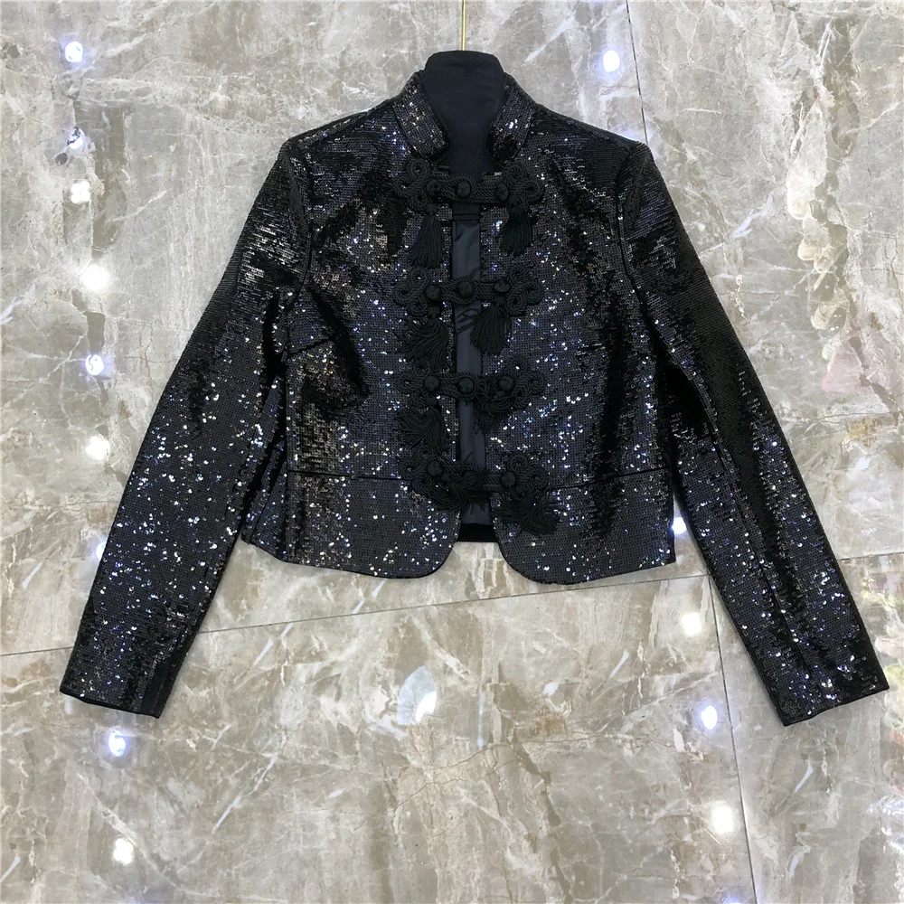 Women Jacket Coats 2020 Fashion Sequins Retro Disc Buckle Jacket
Women Jacket Coats 2020 Fashion Sequins Retro Disc Buckle Jacket