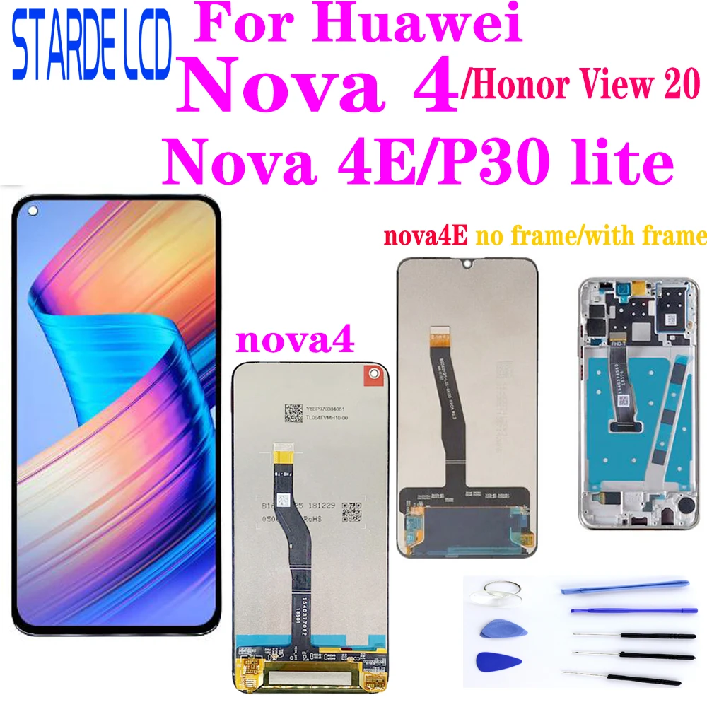 For Huawei Nova 4 VCE-L22 AL00 TL00 LCD Display TouchScreen Digitizer with Frame for Honor View 20 / Nova 4E & P30 lite LCD
For Huawei Nova 4 VCE-L22 AL00 TL00 LCD Display TouchScreen Digitizer with Frame for Honor View 20 / Nova 4E & P30 lite LCD