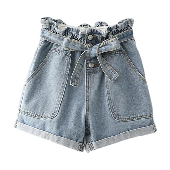 Nice Pop Women Summer High Waist Denim Shorts VogueLoose Lady Fashion Roll Up Hem Elastic Waist Pocket Short Jeans Female 
Nice Pop Women Summer High Waist Denim Shorts VogueLoose Lady Fashion Roll Up Hem Elastic Waist Pocket Short Jeans Female