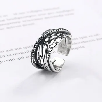 retro 100% Authentic 925 sterling silver Black zirconia twist cross twine Long Band Rings adjust TLJ917
retro 100% Authentic 925 sterling silver Black zirconia twist cross twine Long Band Rings adjust TLJ917