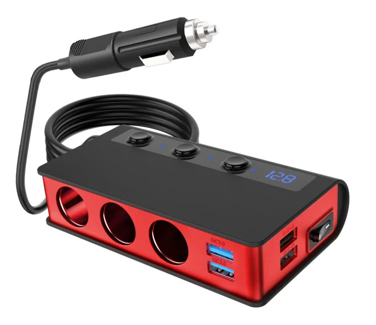 180W 12V/24V QC 3.0 7-in-1 Cigarette Lighter Adapter with 3 Sockets Cigarette Lighter Splitter & 4-Port USB Charging Ports
180W 12V/24V QC 3.0 7-in-1 Cigarette Lighter Adapter with 3 Sockets Cigarette Lighter Splitter & 4-Port USB Charging Ports