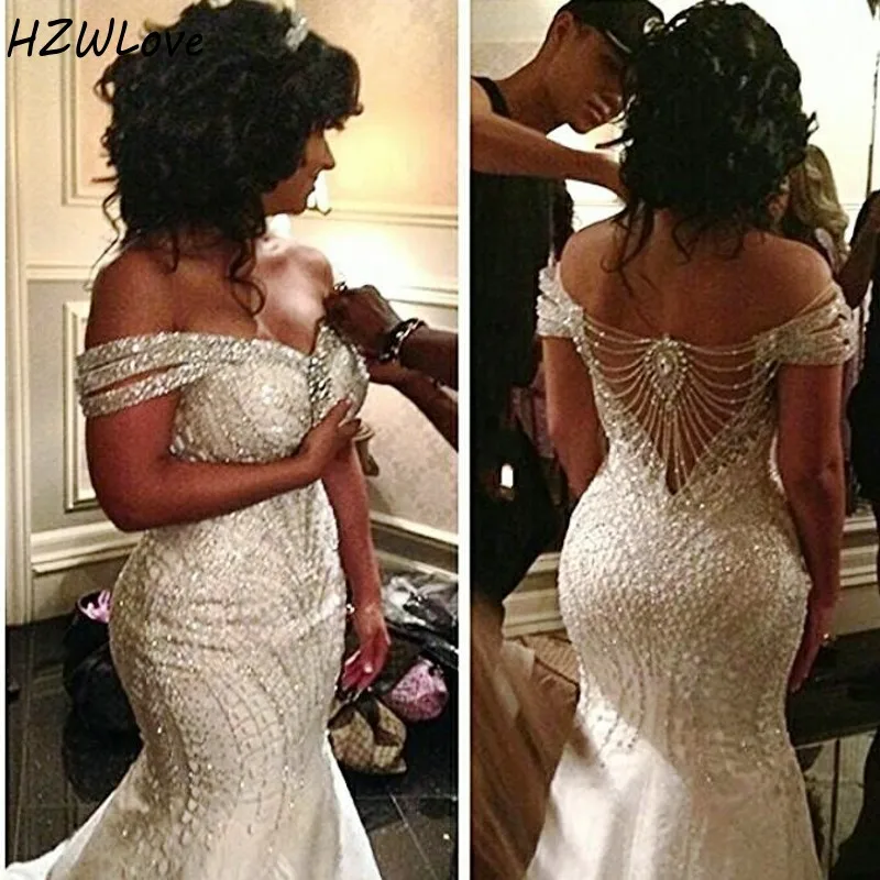 Major Beading Mermaid Wedding Dresses Off Shoulder Plus Size Wedding Dress Illusion Sexy Back Custom Made Bridal Vestidos
Major Beading Mermaid Wedding Dresses Off Shoulder Plus Size Wedding Dress Illusion Sexy Back Custom Made Bridal Vestidos