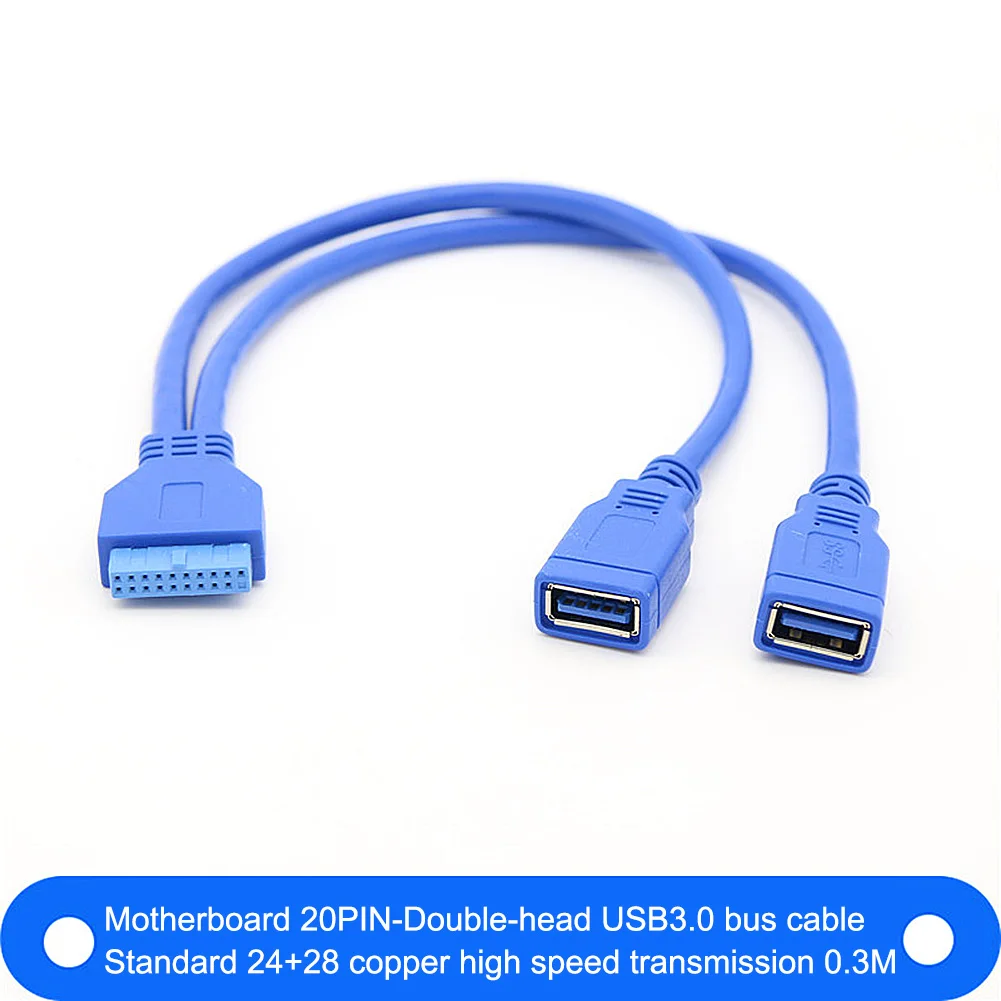 0.3m Motherboard 20pin hole to usb3.0 external board line to USB dual port female extension cable Motherboard 20P line 
0.3m Motherboard 20pin hole to usb3.0 external board line to USB dual port female extension cable Motherboard 20P line