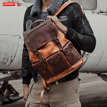Air Force First Layer Cowhide Leather Men's Backpack Male Large Capacity Laptop Bag Retro Men Sports Travel Backpacks Solid Bag
Air Force First Layer Cowhide Leather Men's Backpack Male Large Capacity Laptop Bag Retro Men Sports Travel Backpacks Solid Bag