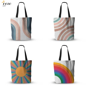 Vintage Rainbow Large Grocery Bag Reusable Canvas Tote Bag Casual Beach Shopping Tote Heavy Duty Washable Shoulder Bags Handbag 
Vintage Rainbow Large Grocery Bag Reusable Canvas Tote Bag Casual Beach Shopping Tote Heavy Duty Washable Shoulder Bags Handbag
