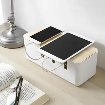 White Cable Storage Box Desktop Power Strip Wire Network Line Charger Socket Finishing Organizer with Wooden Cover
White Cable Storage Box Desktop Power Strip Wire Network Line Charger Socket Finishing Organizer with Wooden Cover
