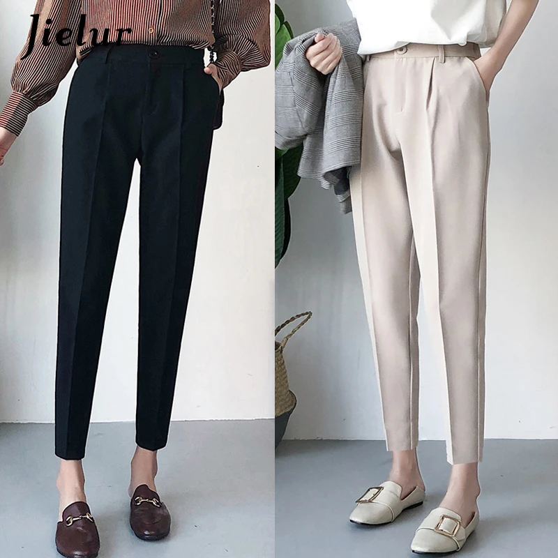 Jielur New Women's Pants Spring Solid Color Harem Pants Fashion Black Beige XS-3XL Female Causal Lady Button Woman Trousers
Jielur New Women's Pants Spring Solid Color Harem Pants Fashion Black Beige XS-3XL Female Causal Lady Button Woman Trousers