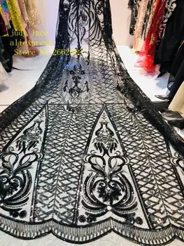 stock 5yards/bag Black sequins embroidered mesh pattern of European and American style fabric used in wedding dress design
stock 5yards/bag Black sequins embroidered mesh pattern of European and American style fabric used in wedding dress design