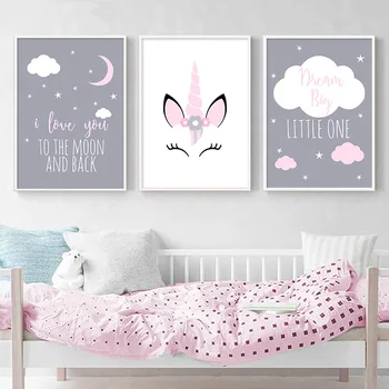 Baby Girl Poster Unicorn Canvas Nursery Quotes Wall Art Print Love You to the Moon Painting Nordic Kids Room Decoration Picture
Baby Girl Poster Unicorn Canvas Nursery Quotes Wall Art Print Love You to the Moon Painting Nordic Kids Room Decoration Picture