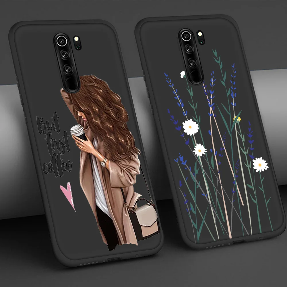 Чехол-накладка для Xiaomi Redmi Note 9 8 7 8A 8T 6 Pro Mi 10 9T 10T SE Poco X3 F1 силиконовый с цветочным
