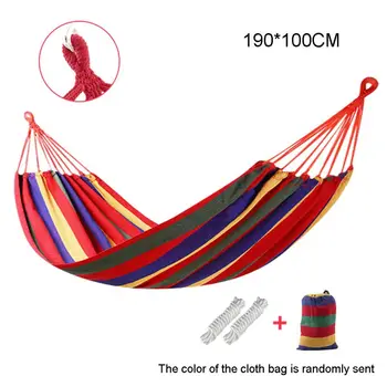 190*100mm 2 Persons Striped Hammock Outdoor Leisure Bed Thickened Canvas Hanging Bed Sleeping Swing Hammock 2 Colors 
190*100mm 2 Persons Striped Hammock Outdoor Leisure Bed Thickened Canvas Hanging Bed Sleeping Swing Hammock 2 Colors