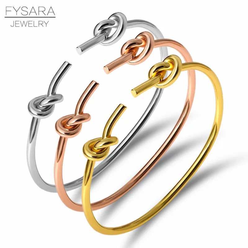 

FYSARA Classic Brand Nail Knot Bracelets & Bangles Simple Gold Thin Cuff Bracelet For Women Jewelry Wedding Pulseiras Lover Gift