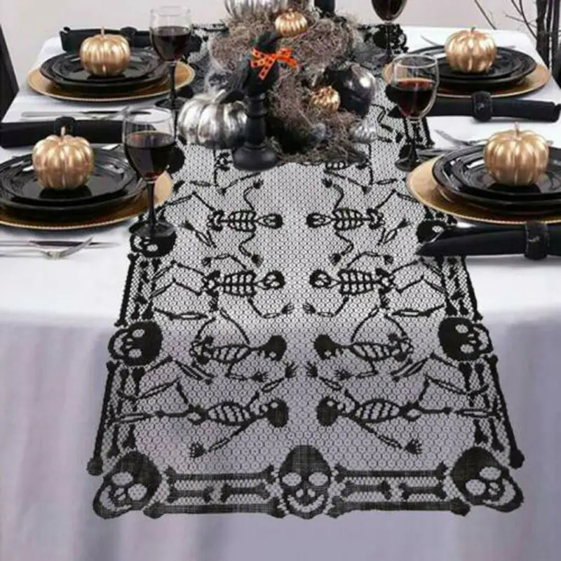 Halloween Tablecloth Black Lace Skull Table Runner Table Cloth Home Party Table Cover Decor
Halloween Tablecloth Black Lace Skull Table Runner Table Cloth Home Party Table Cover Decor