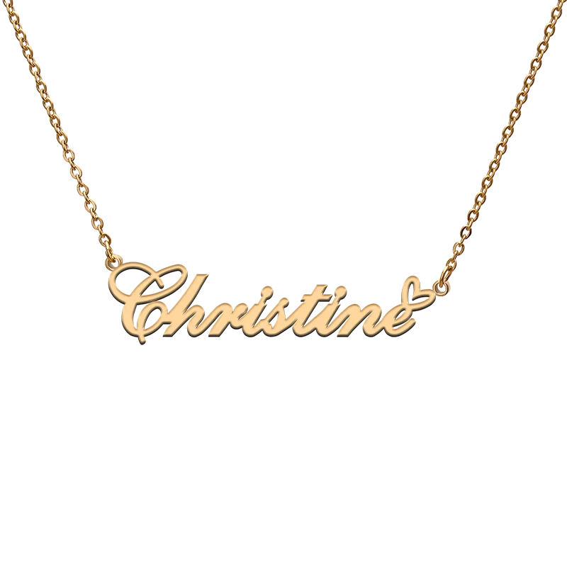 

God with Love Heart Personalized Character Necklace with Name Christine for Best Friend Jewelry Gift