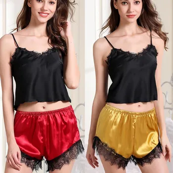 Sexy Sleepwear Set Lingerie Womens Pajama Sets Sleeveless Sexy Sling Sleepwear Loose Shorts Set Nightwear Sets Pijama mujer S10
Sexy Sleepwear Set Lingerie Womens Pajama Sets Sleeveless Sexy Sling Sleepwear Loose Shorts Set Nightwear Sets Pijama mujer S10