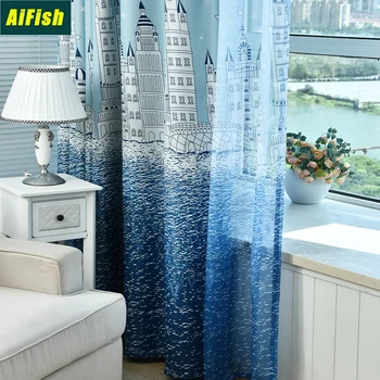Blue Castle Curtain Decoration Living Room Bedroom Mediterranean Cartoons Children's Room Window Drape Kitchen Custom WP230-4
Blue Castle Curtain Decoration Living Room Bedroom Mediterranean Cartoons Children's Room Window Drape Kitchen Custom WP230-4