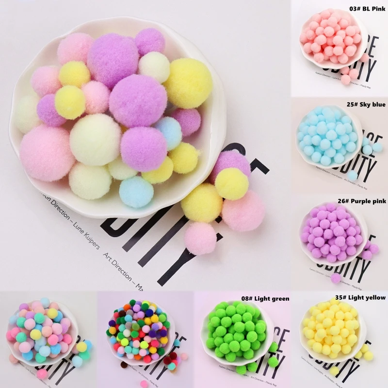 

Pompoms 8mm 10mm 15mm 20mm 25mm 30mm Soft Pompones Fluffy Plush Crafts DIY Pom Poms Ball Furball Home Decor Sewing Supplies 20g