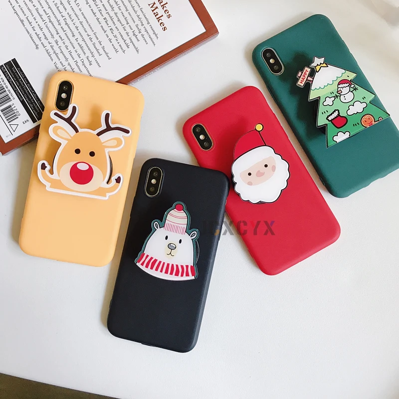 Мягкий чехол для телефона 3D Merry Christmas iPhone 6S 7 8 plus X XR XS 11 Pro Max чехол-держатель samsung S8 S9