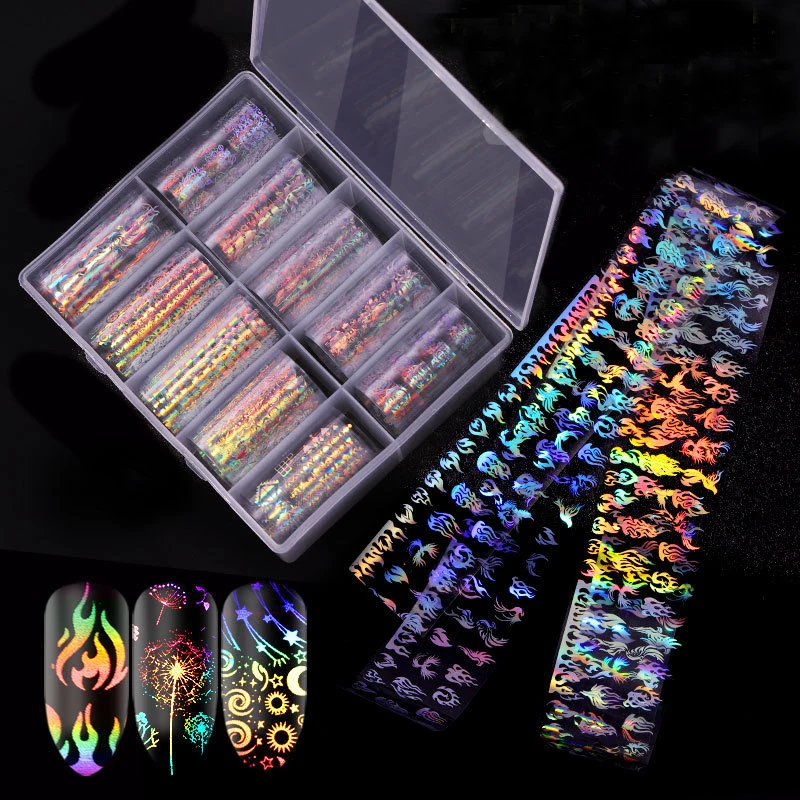 10pcs/ SET Laser Aurora Star Holographic foil Nail Foil Flame foil for Nail Art Decals Transfer Sticker Water Slide
10pcs/ SET Laser Aurora Star Holographic foil Nail Foil Flame foil for Nail Art Decals Transfer Sticker Water Slide