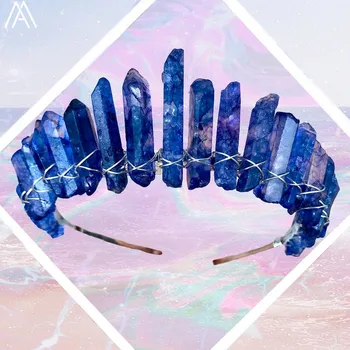 Silvery Wire Wrapped Dark Blue Quartz Graduated Point Crown Tiara Headband Women Bridal Wedding Crystal Tiara Crown HG046AMCI
Silvery Wire Wrapped Dark Blue Quartz Graduated Point Crown Tiara Headband Women Bridal Wedding Crystal Tiara Crown HG046AMCI