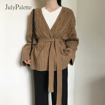 JulyPalette Casual V-neck Twist Women Winter Cardigan Outwear Long sleeve Loose Female Sashes Sweater Knitwear Ladies Cardigan
JulyPalette Casual V-neck Twist Women Winter Cardigan Outwear Long sleeve Loose Female Sashes Sweater Knitwear Ladies Cardigan